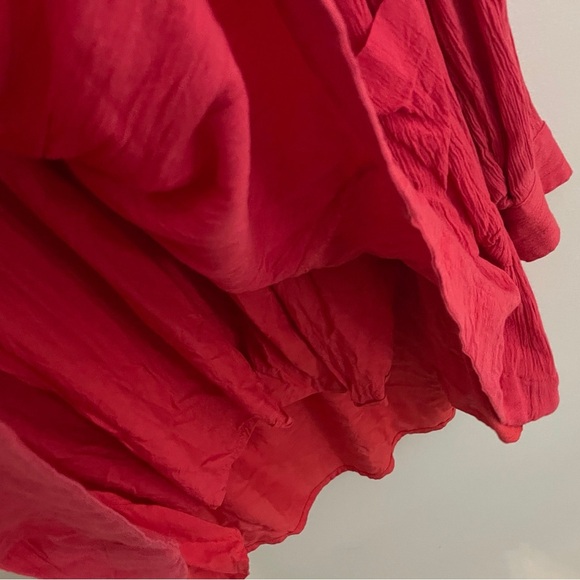 Free People Coral Red Embellished Long Sleeve Mini Dress Boho Festival Coastal - Picture 7 of 9